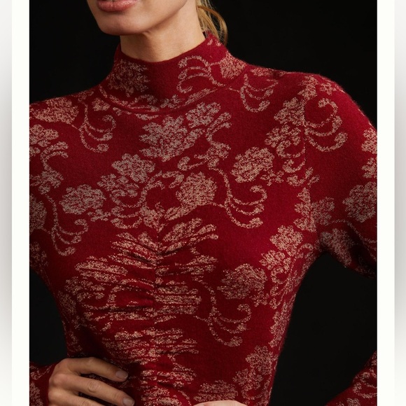 Anthropologie Ruched Mock Neck Sweater Size Medium NWT - Picture 3 of 16